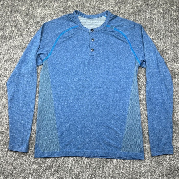 Lululemon Henley Metal Vent Tech 2.0 Shirt Mens Medium M Blue Long Sleeve - Picture 1 of 7
